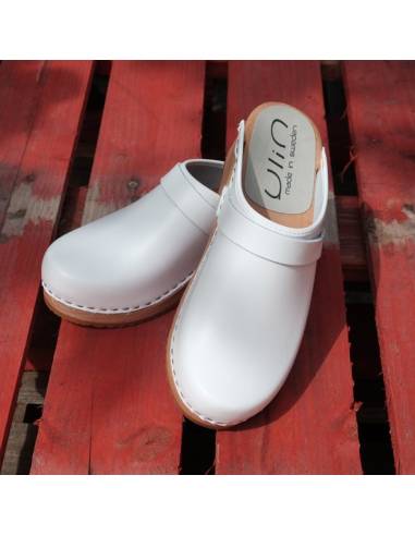 Sabots arisanaux suédois femme blanc 