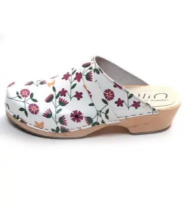 Damen Schwedische Holzschuhe in Liberty Blumen Leder Sonderangebot
