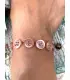 Bracelet de créateur en bouton vintage rose & argent