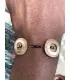 Bracelet homme en bouton marron marbré vintage et perles de verre