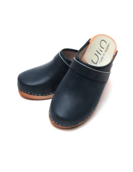 Sueco zuecos de madera cuero mujer