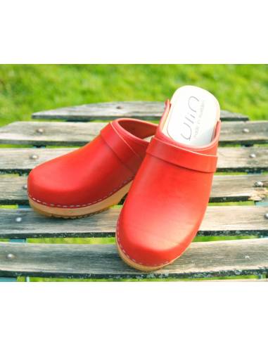 Women's swedish Clogs in vegetal or nubuck leather and wooden sole