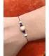 Bracelet unique réglable bleu et blanc breloque perle bois verre