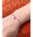 bracelet rose, blanc et nacre à breloque ronde en argent
