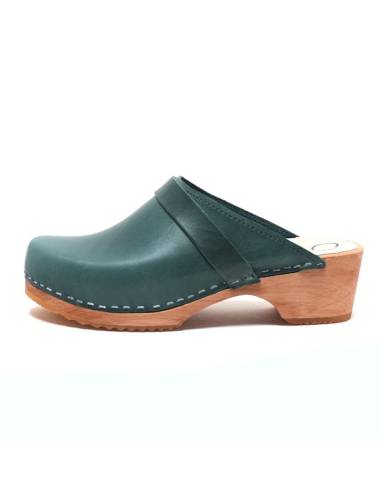 zuecos Suecos de madera hombre en cuero vegetal o nubuck