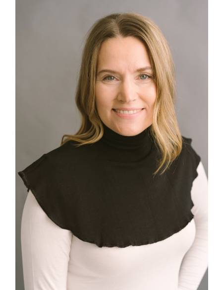 Neckwarmer black plastron in wool and silk