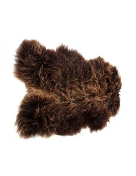Brun PEAU NATURELLE MOUTON ISLANDAIS POILS LONGS 
