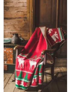 Throws pure new wool with pattern reindeer and firs