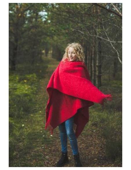 Cape manteau en pure laine vierge rouge