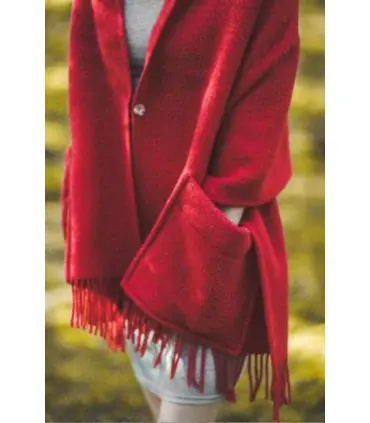 Etole à poches en pure laine vierge rouge
