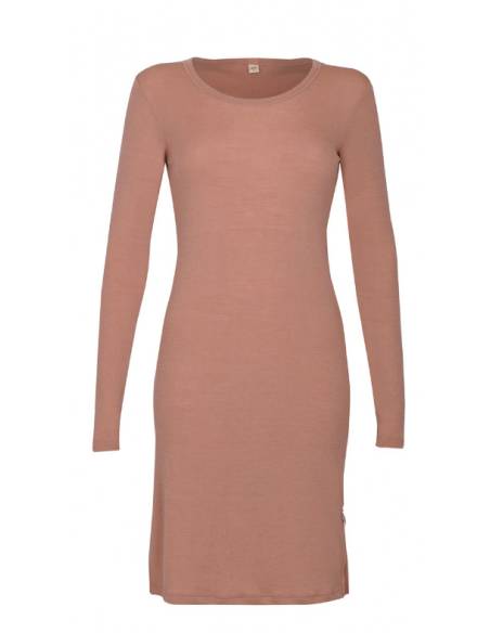 Nightdress long sleeves in pure merino wool blue or red