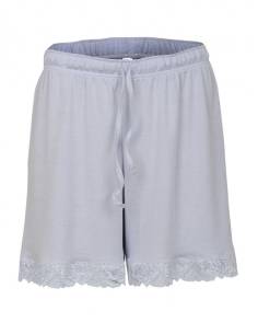 pyjama short laine et soie bleue avec dentelles