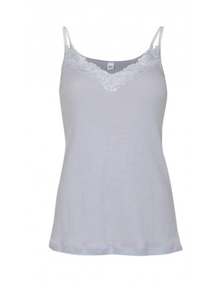 Women's Night Top in Silk and Wool light blue