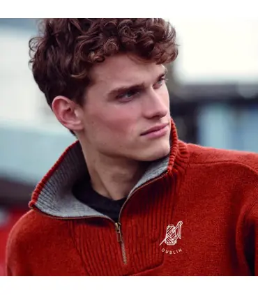 Pull zip pure laine vierge orange chantier spécial grand froid 