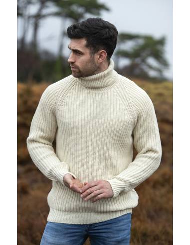 Submariner Rib Roll Neck Sweater for men in pure new wool