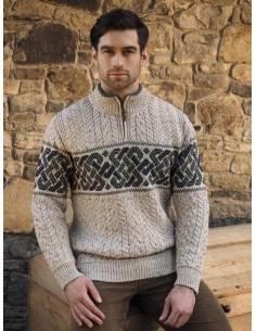 Celtic Jacquard Half Zip Sweater in pure merinowool. 2