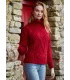 Irischer Rollkragenpullover für Damen in reinem Merinowoll rot
