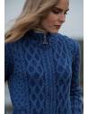 Women's Plated Zip Cardigan pure merinowool blue