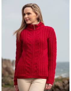 Women's Zip Cardigan pure merinowool red