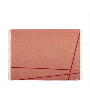 Decke aus KammgarnWolle mit Modern Nordic Design rot oder grau