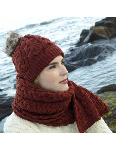 Gorro de lana merino mujer con revés y pompon  Esprit nordique