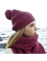 Gorro de mujer pura lana merino con pompón