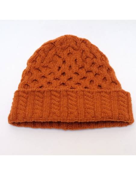 Gorro de lana y cachemire terracotta para mujeres.