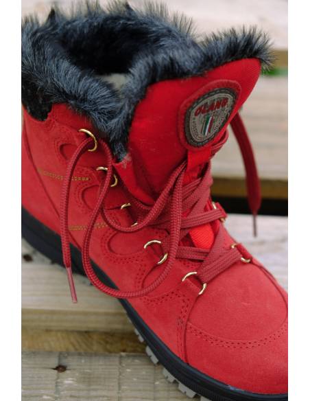 Bottines sportives cuir rouge hydrofuge Olang femme