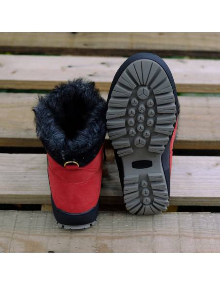 Bottines sportives cuir rouge hydrofuge Olang femme
