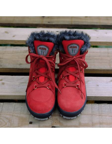 Bottines sportives cuir rouge hydrofuge Olang femme