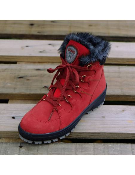 Bottines sportives cuir rouge hydrofuge Olang femme