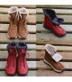 Women's winter boots in red, mocha water-repellent leather - Olang Mila