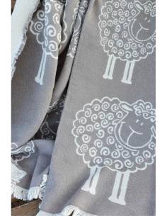 Plaid pure coton luxueux  - Jeté de fauteuil motifs mer et bateau