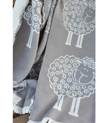 Pure cotton luxurious throws grey sheeps