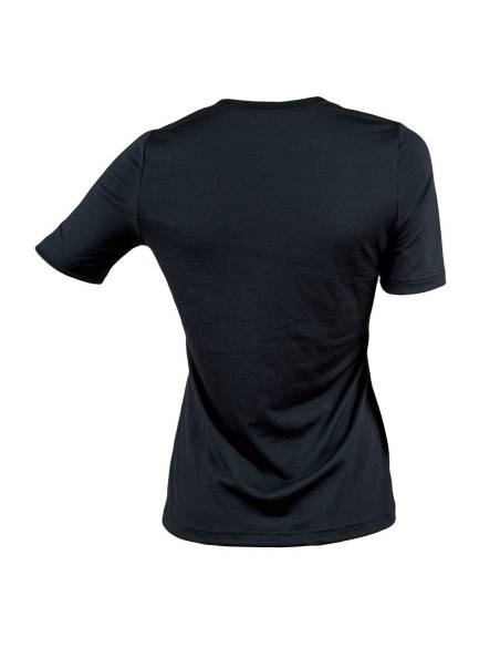 Tee shirt femme col V pure laine mérinos noir