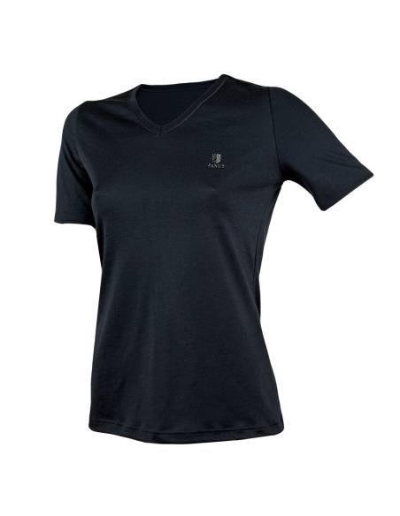Tee shirt femme col V pure laine mérinos noir