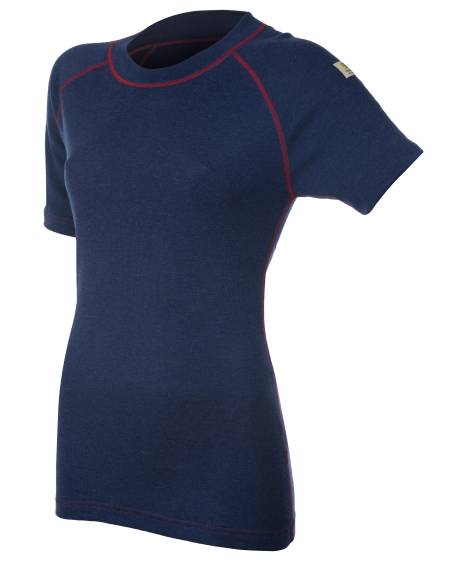 T Shirt Damen schwarz wolle Kurzarm Merinowolle
