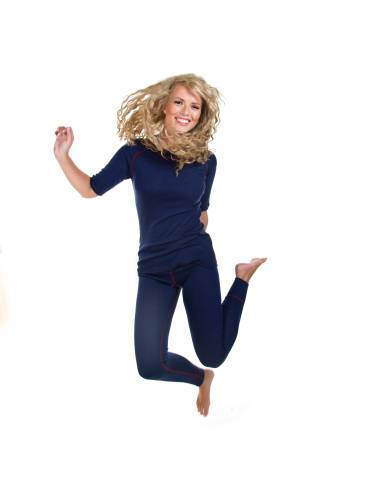 Tee shirt woman Black wool short sleeve merino 100%