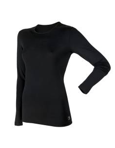Shirt long sleeves woman black or off-white Merino Wool