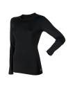 Shirt long sleeves woman black or off-white Merino Wool