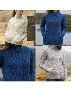 Women's Plated Zip Cardigan pure merinowool blue 2