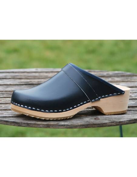 Schwedische clogs Holz und Leder für Herren