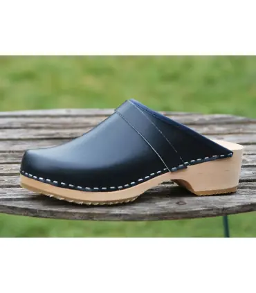 Men's Swedish Clogs leather and wood