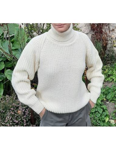 Pull épais d'hiver femme en blanc ecru pull laine vierge