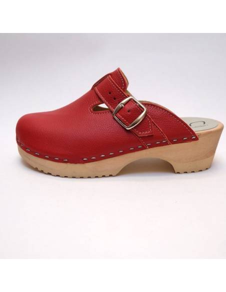 sabots spéciaux pieds fragiles Mediflex joli cuir rouge