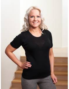 Shirt women short sleeves round neck in Wool and silk warm and soft