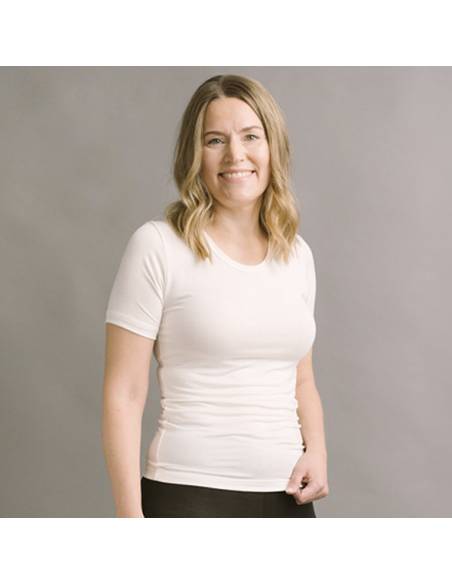 Shirt women short sleeves round neck in Wool and silk warm and soft