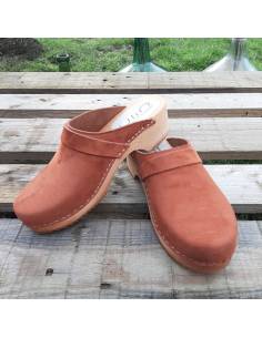 Sabots bois suédois homme en cuir mat ou nubuck 2