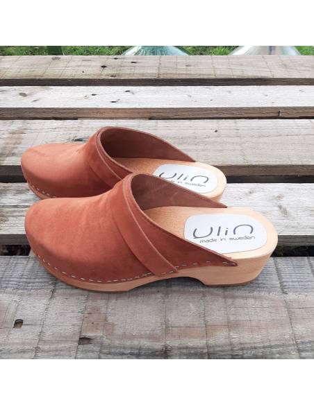 Sabots bois suédois homme en cuir nubuck