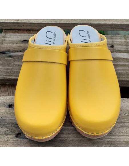Leather swedish clogs with wooden  sole for woman - Esprit Nordique